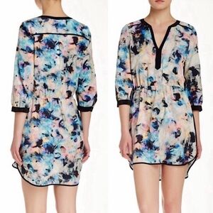 PARKER Mallory Silk Mini Dress Floral Watercolor